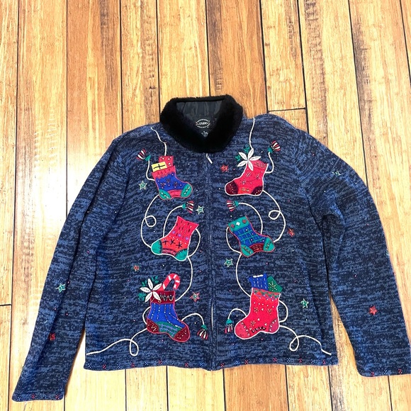 Vintage Christmas sweater designers studio small ugly - Picture 1 of 5
